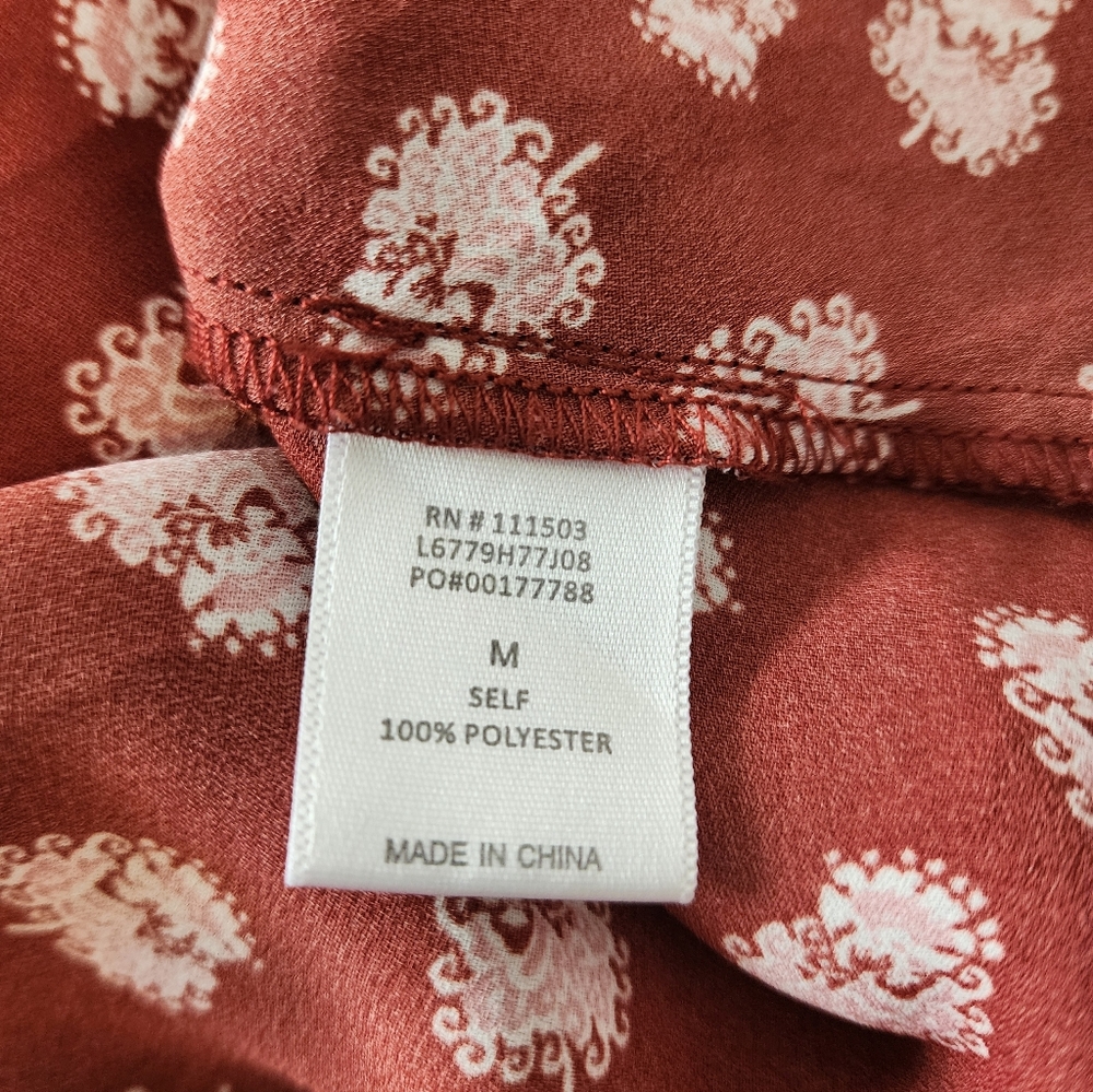 Charming Charlie Floral Wrap Red & Blue Long Sleeve Wome's Top Size M - Picture 6 of 7